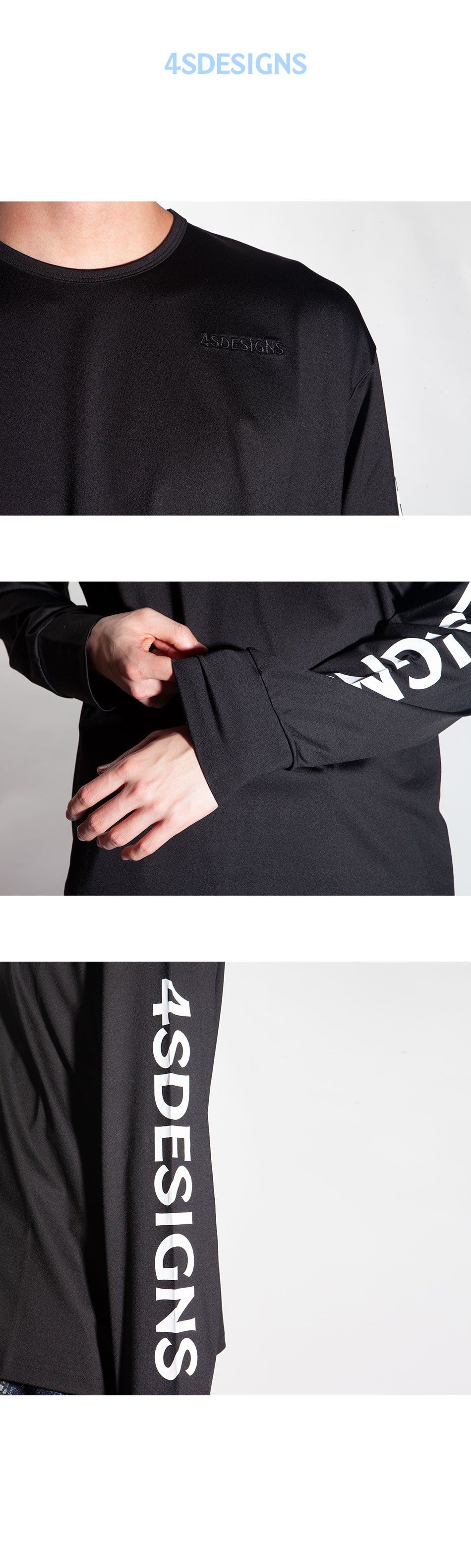 4SDESIGNS Men's Logo Polyamide Long Sleeve T-Shirt 460 L0940 90