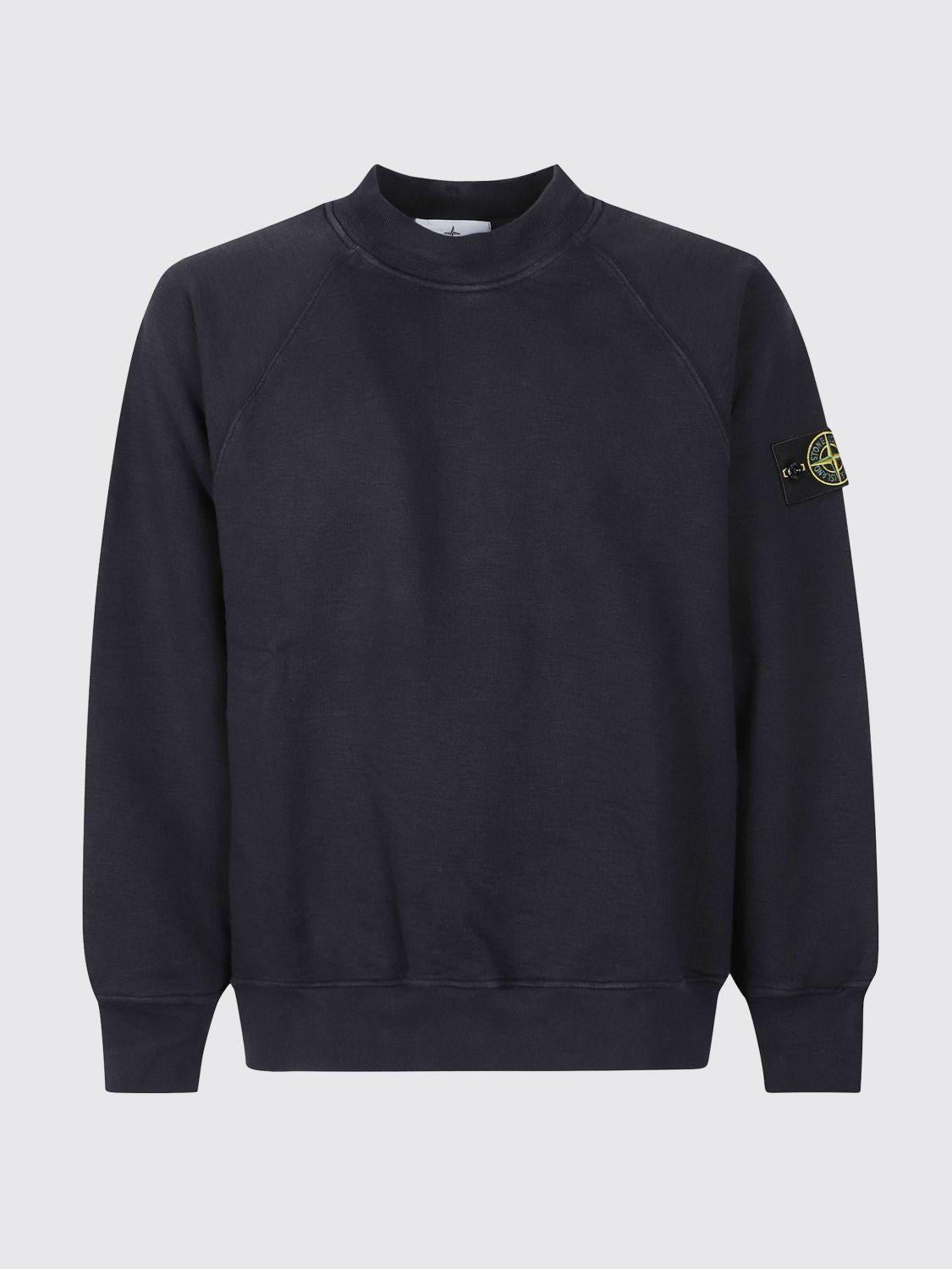 STONE ISLAND Black Cotton Pullover Sweatshirt for Men