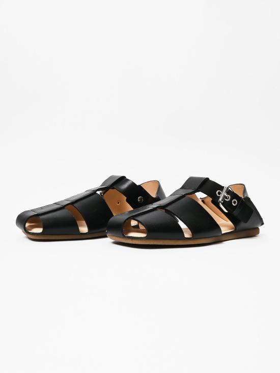 Lemaire Leather Fisherman Slip-On Sandals FO0271 LL0217 999 BLACK DOM