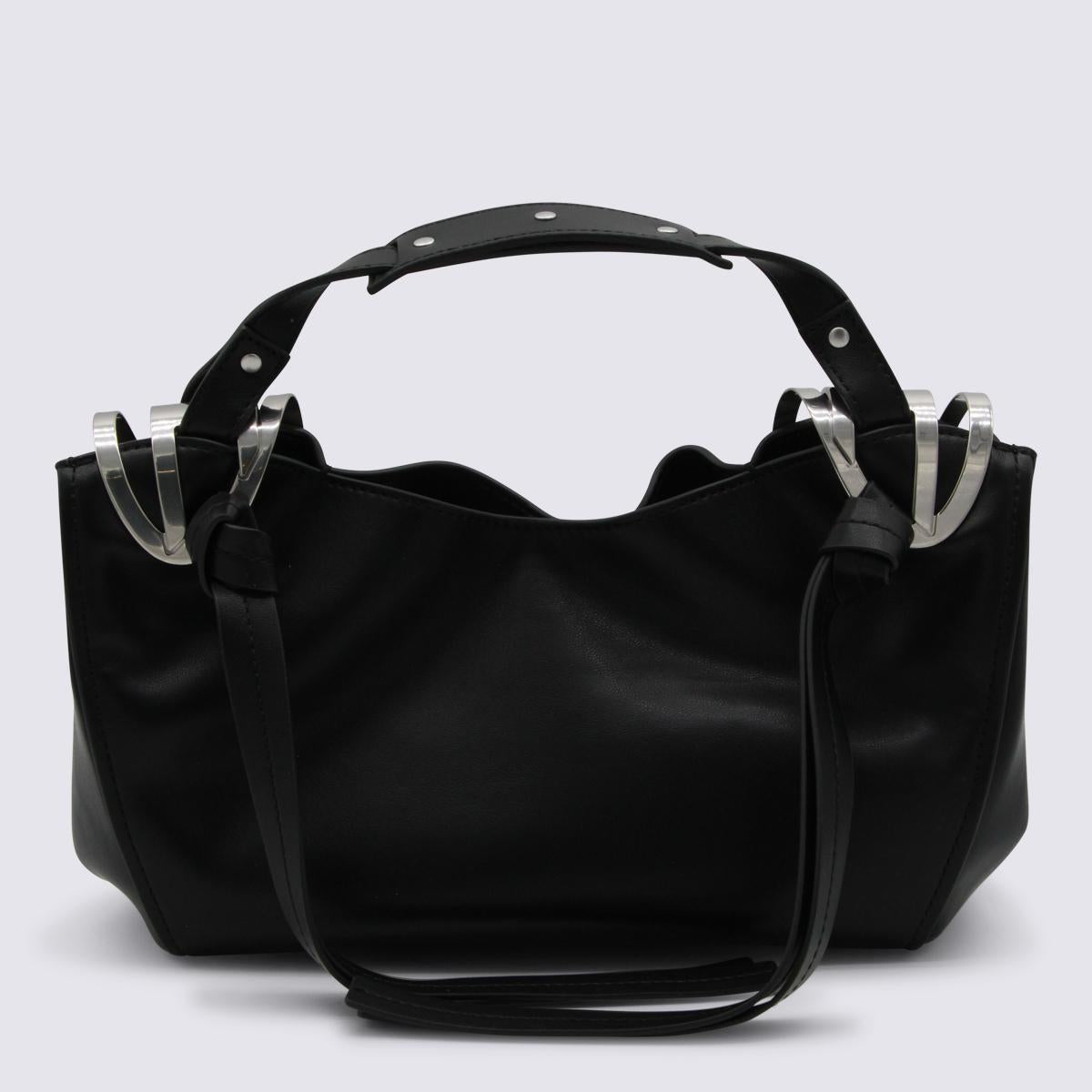 DIESEL Black Leather Shoulder Tote Bag