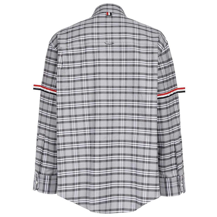 THOM BROWNE Medium Grey Check Armband Long Sleeve Shirt MWL389A F0356 035