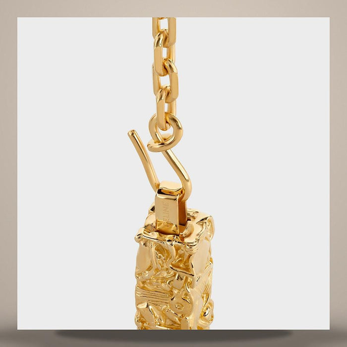 CELINE Red Resin Rhodium-Finish Brass Charm Keyring Accessory B10392S92 27ES