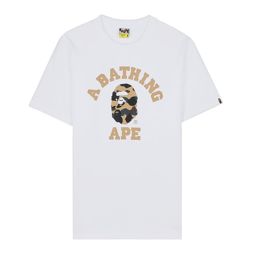 BAPE First Camo College Tee Men’s White T-Shirt 001 TEM301013 MWHD