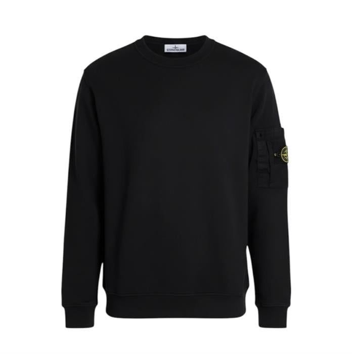 STONE ISLAND Cotton Pocket Detail Regular Fit Sweatshirt Black