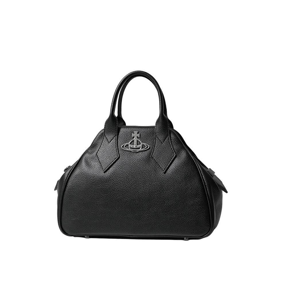 Vivienne Westwood Black Leather Yasmin Medium Tote Bag