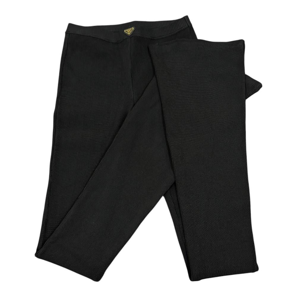 PRADA Women’s Metal Logo Black Leggings