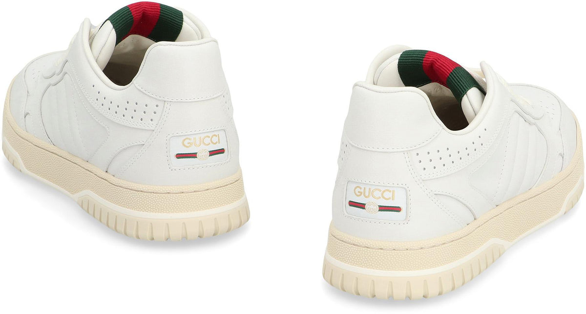 GUCCI White Leather Low-Top Sneakers