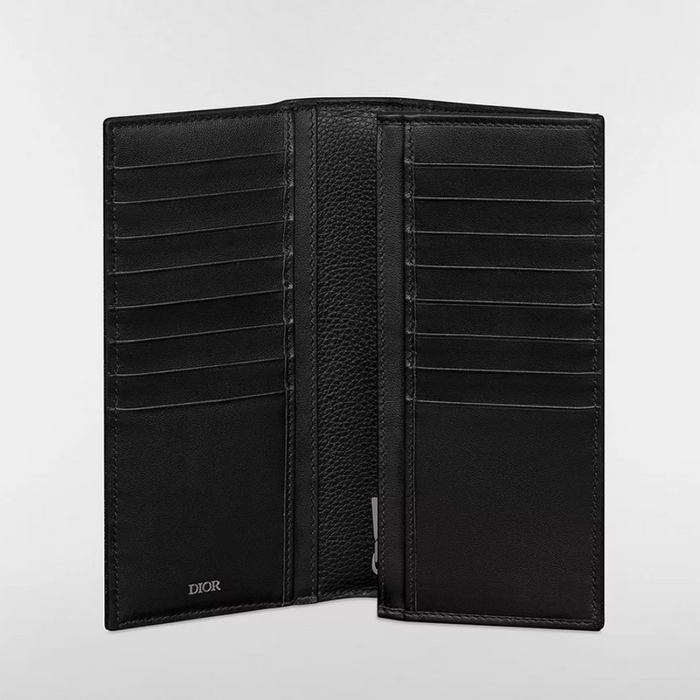 DIOR Oblique Saddle Bifold Long Wallet Beige Black Unisex