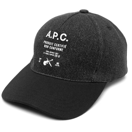 A.P.C. Logo Print Denim Cap Navy