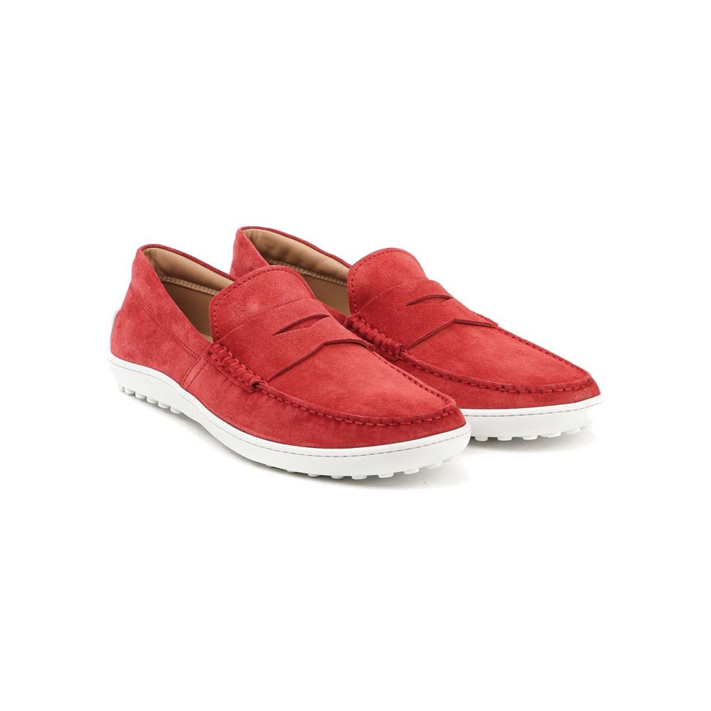 Tods Gommino Driving Loafers Red Leather Men's Shoes