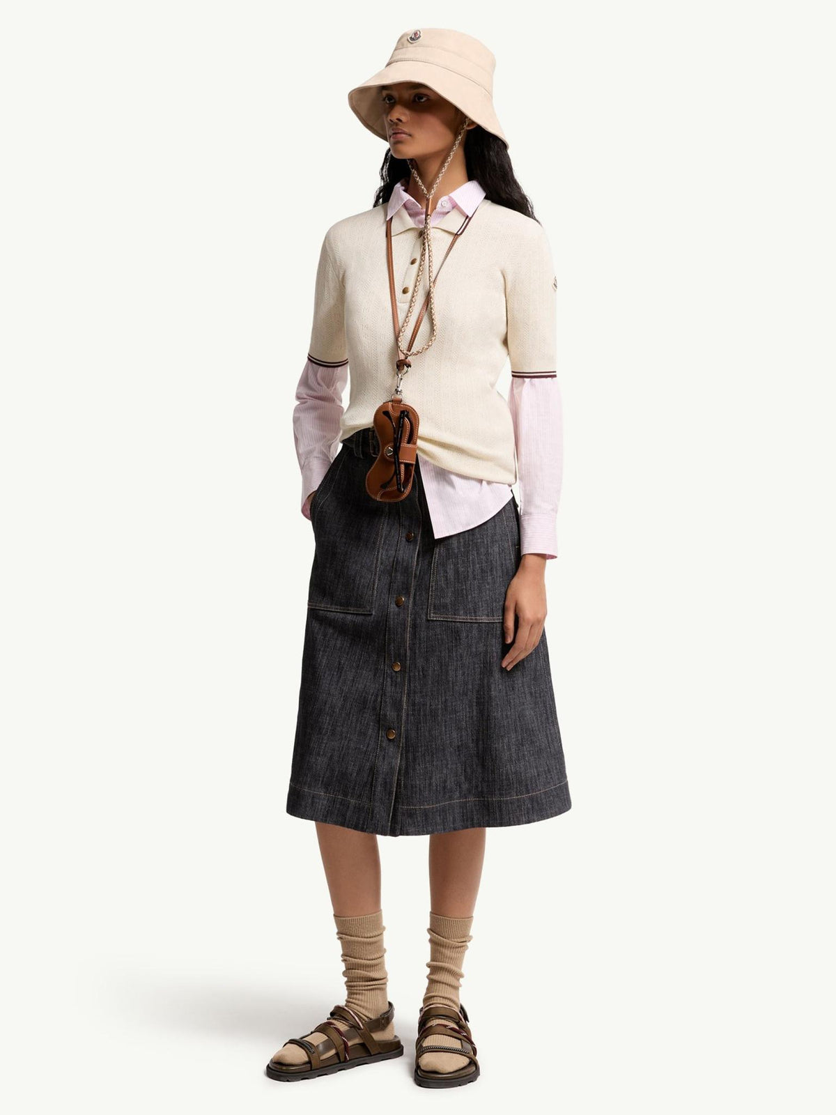 Moncler Short Sleeve Cotton Polo Shirt for Women