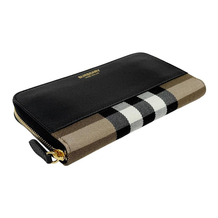 BURBERRY Zip Around Canvas Long Wallet Black 81207581