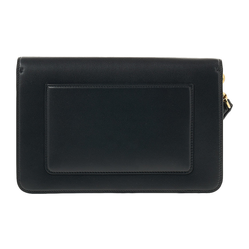 VALENTINO Garavani V Logo Signature Black Leather Clutch