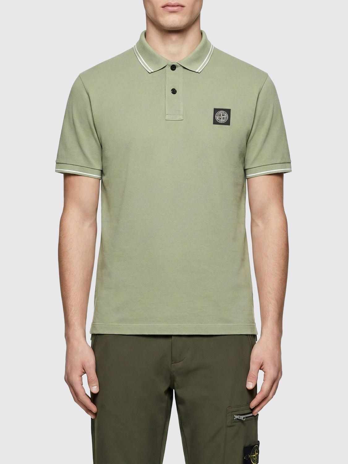 STONE ISLAND Short Sleeve Cotton Polo Shirt Green Men