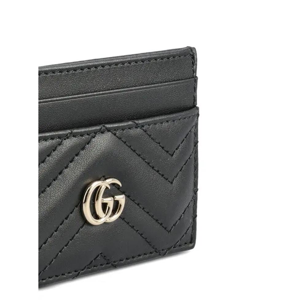 GUCCI GG Marmont Black Leather Card Holder Wallet