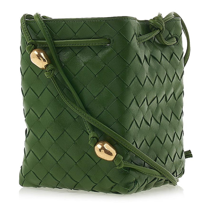 Bottega Veneta Intrecciato Leather Bucket Shoulder Bag Green