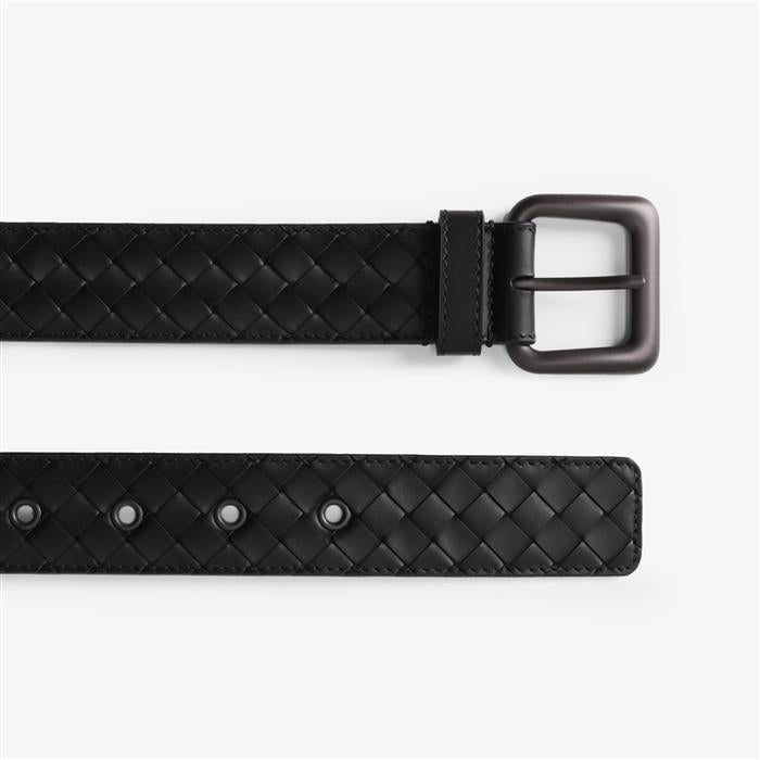 Bottega Veneta Intrecciato VN Black Leather Men's Belt