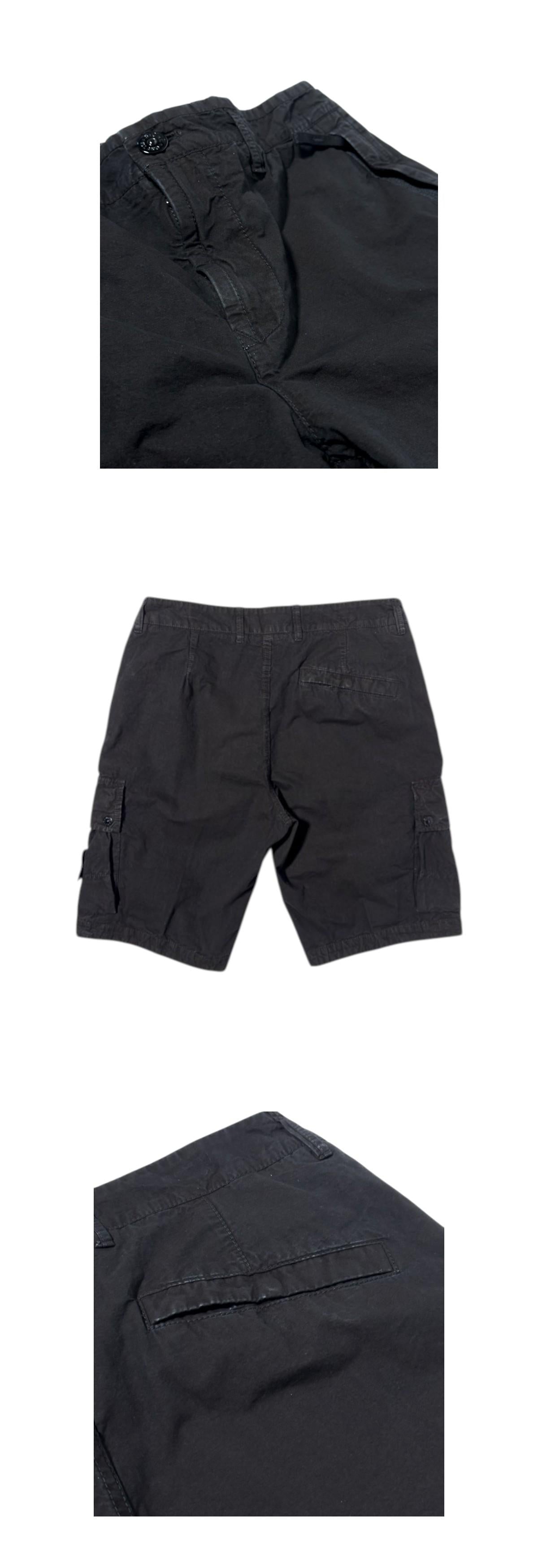 STONE ISLAND Old Effect Organic Cotton Cargo Shorts Navy