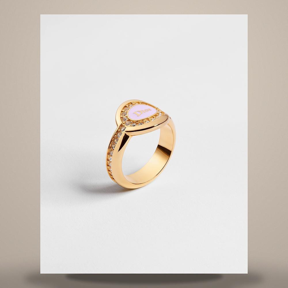 DIOR Gold-Finish Metal Crystal Rose Des Vents Lacquer Ring R2832WOMLQ D25K