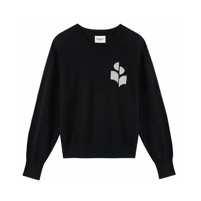 Isabel Marant Womens Marisans Black Silver Crewneck Knit Sweater