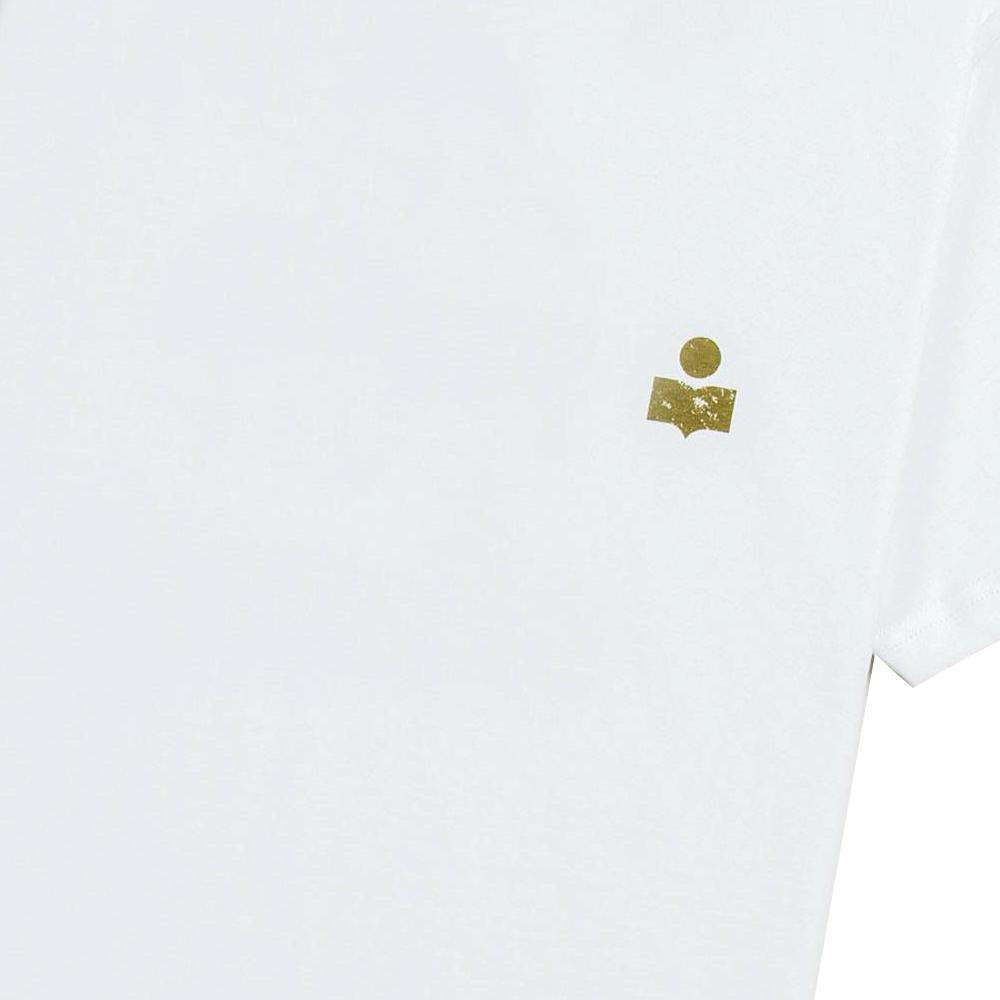 Isabel Marant Khaki White Zapper Logo Print Cotton T-Shirt Men