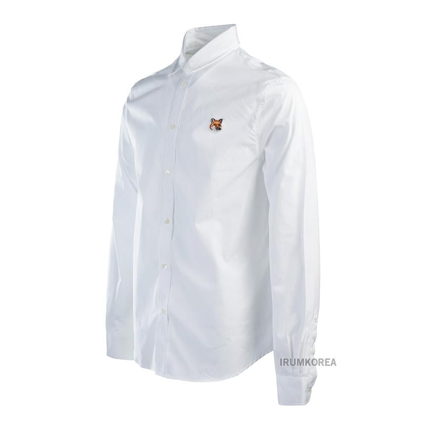 Maison Kitsune Men’s Fox Patch Classic Long Sleeve Shirt MM00409WC0026 P100