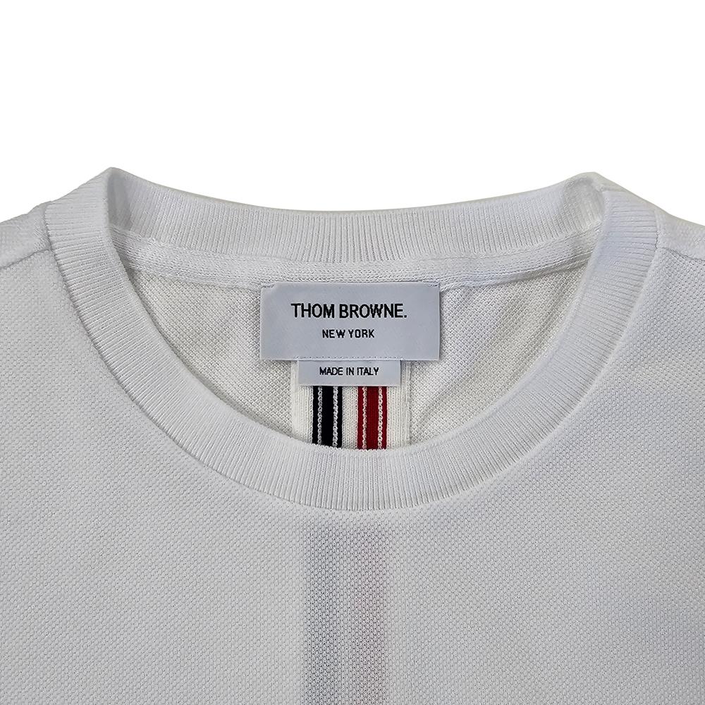 THOM BROWNE White RWB Stripe Back Short Sleeve T-Shirt