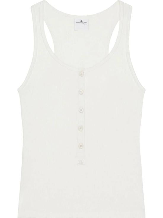 courreges Heritage White Sleeveless T-Shirt