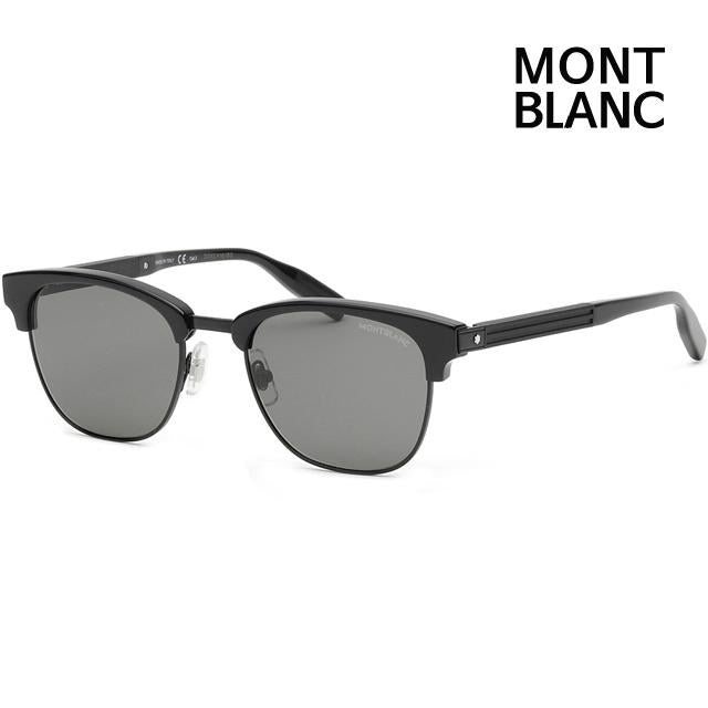Montblanc Black Half-Rim Unisex Fashion Sunglasses MB0164S 001