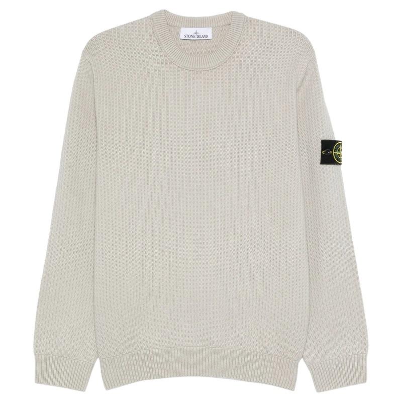 STONE ISLAND Winter Cotton Crewneck Knit Sweater for Men Navy