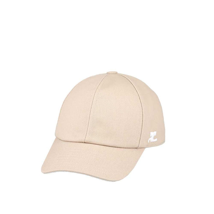 courreges Signature Logo Cotton Cap Sand