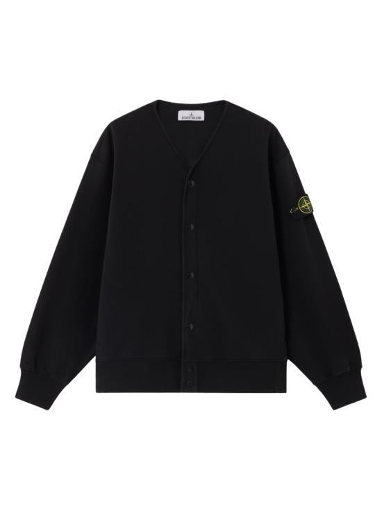 STONE ISLAND Black Wool Knit Cardigan for Men