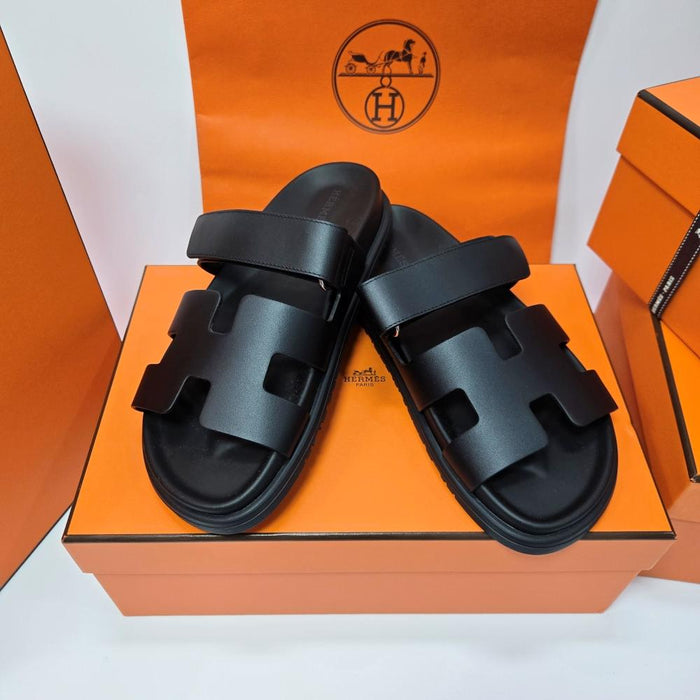 HERMES Women’s Chypre Sandals Black Noir Strap Sandals
