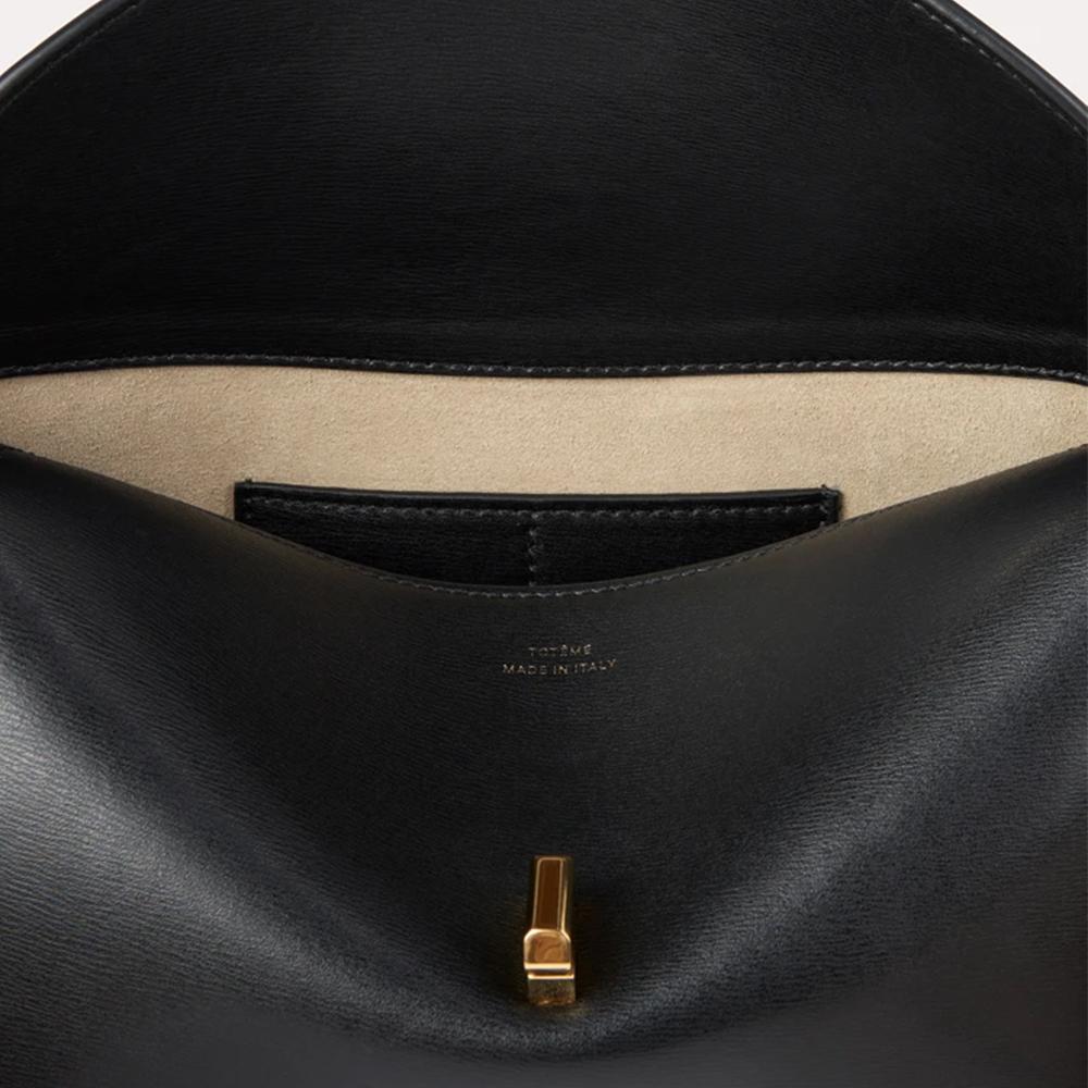 Toteme T-Lock Clutch Black Leather Shoulder Bag WLGBG419 LE0025 001