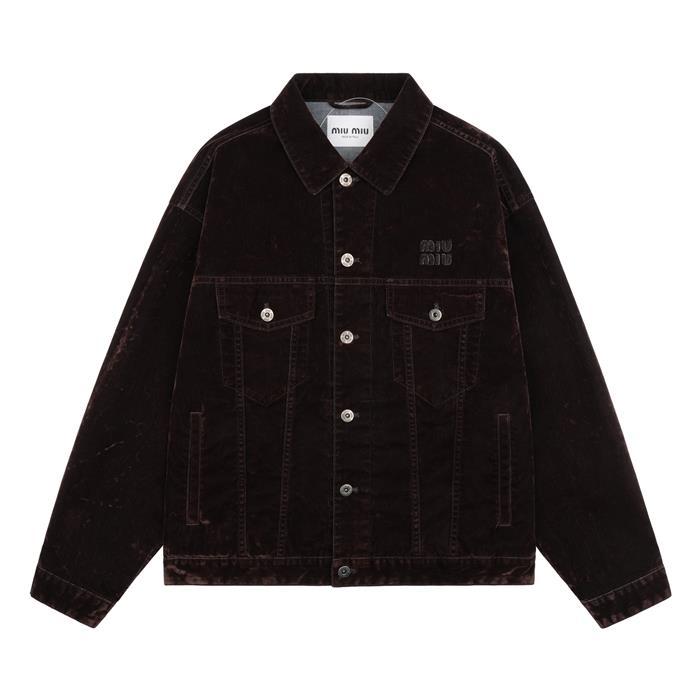 Miu Miu Flocked Chambray Jacket Black Women’s
