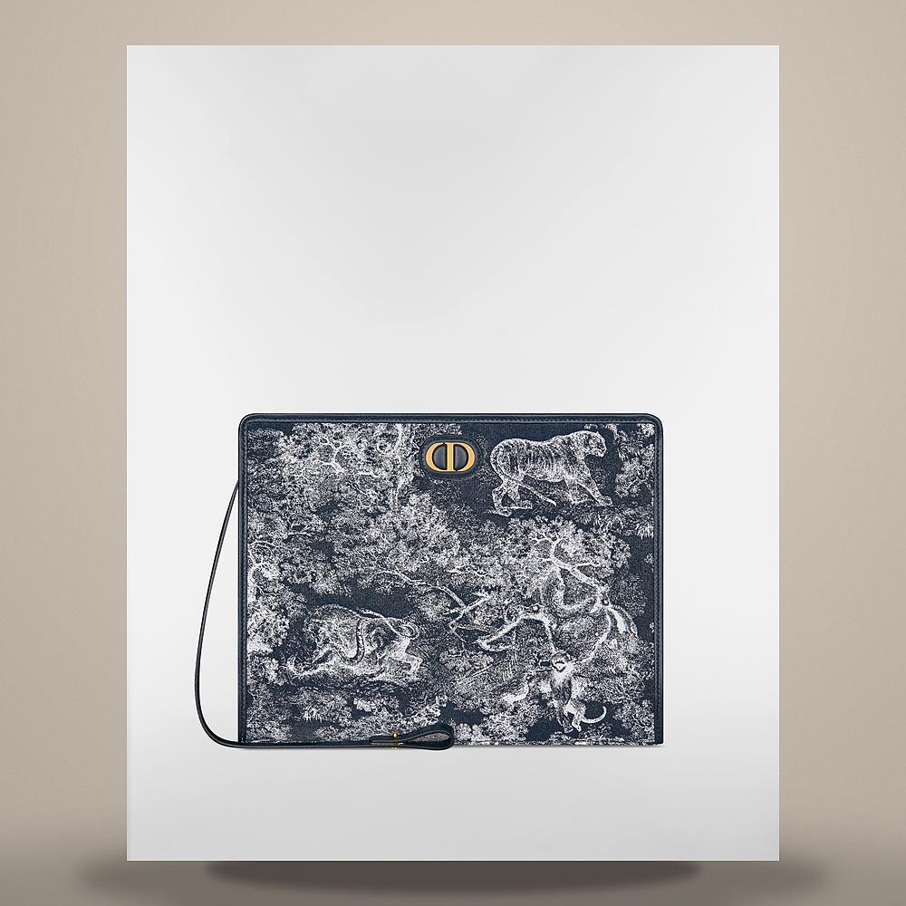 DIOR Blue Toile de Jouy Reverse Jacquard 30 Montaigne Dea Pouch Crossbody Bag