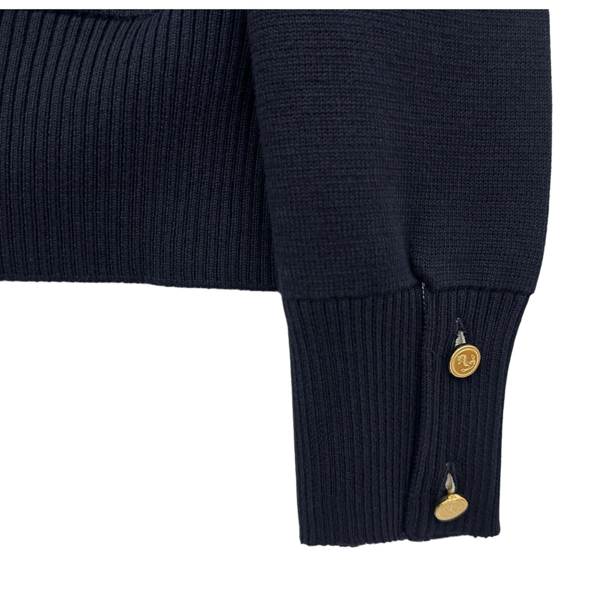 THOM BROWNE Navy Milano Stitch Armband Stripe Crewneck Knit Sweater