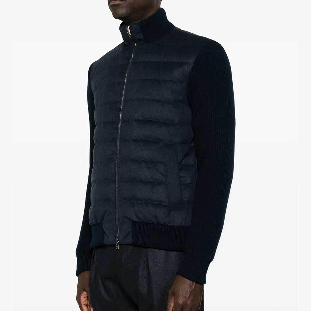 Herno Melange Wool-Blend Flannel Padded Jacket