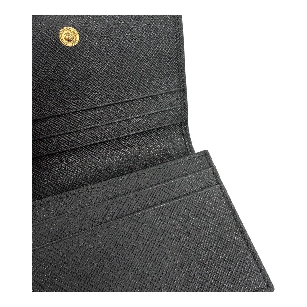 PRADA Saffiano Leather Triangle Logo Small Bifold Wallet