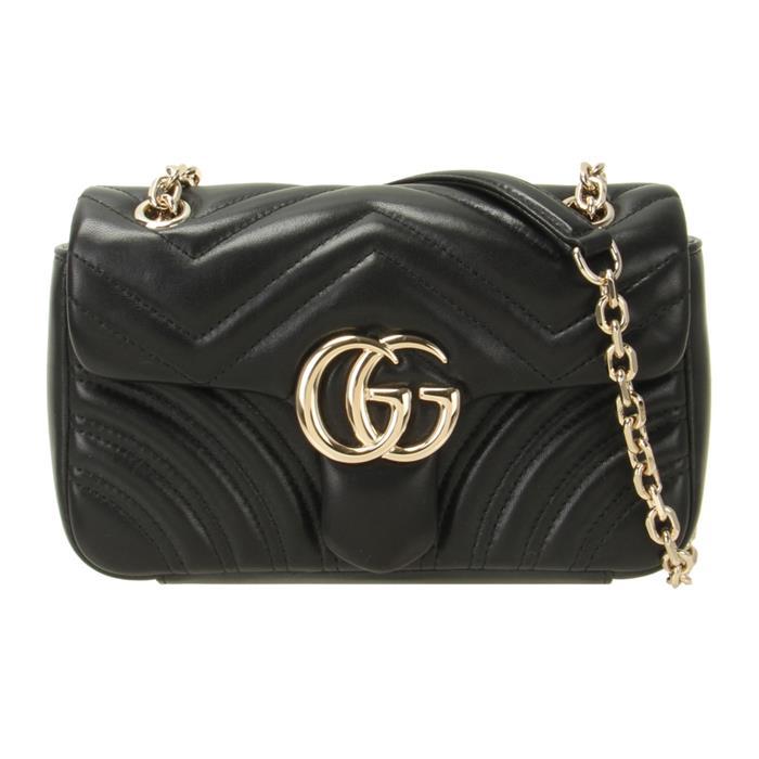 GUCCI GG Marmont Small Shoulder Bag Black Leather