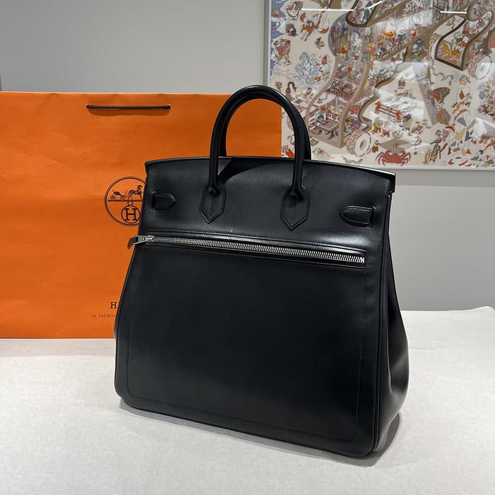 HERMES Birkin 40 Tote Bag Black Gold Hardware Unisex Leather