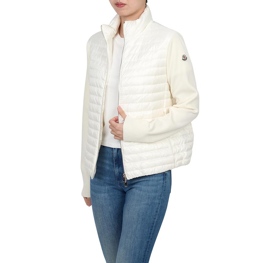 Moncler Women’s Padded Zip-Up Cardigan White Knit