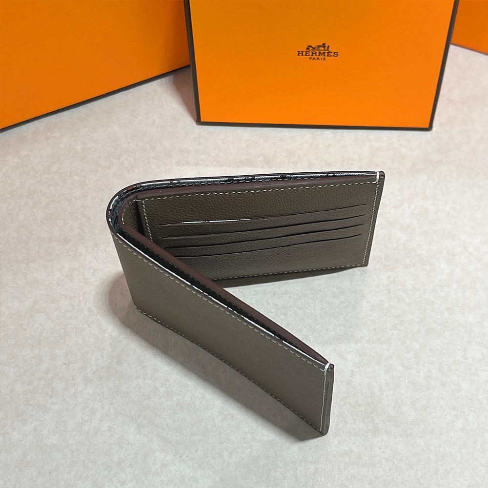 HERMES Citizen Twill Compact Wallet Evercolor Etoupe Horse Lining Bi-Fold
