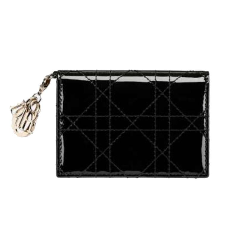 DIOR Lady Dior Cannage Patent Leather Flap Card Holder S0011OVRB