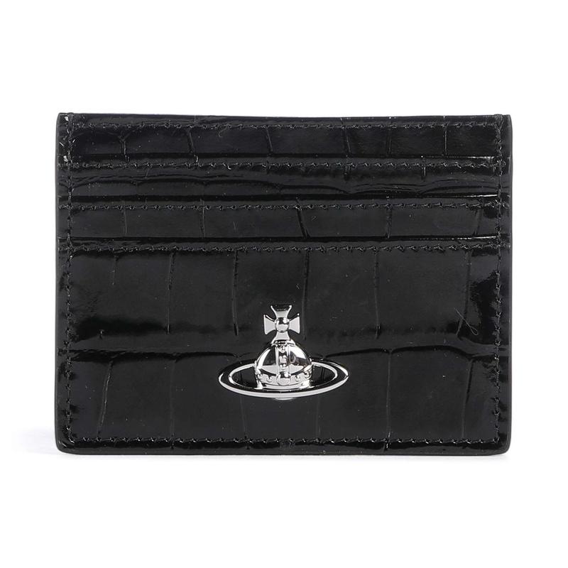 Vivienne Westwood Crocodile Embossed Leather Card Holder Black