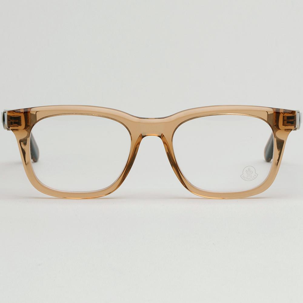 Moncler Transparent Brown Square Acetate Eyeglass Frames Unisex ML5182 045