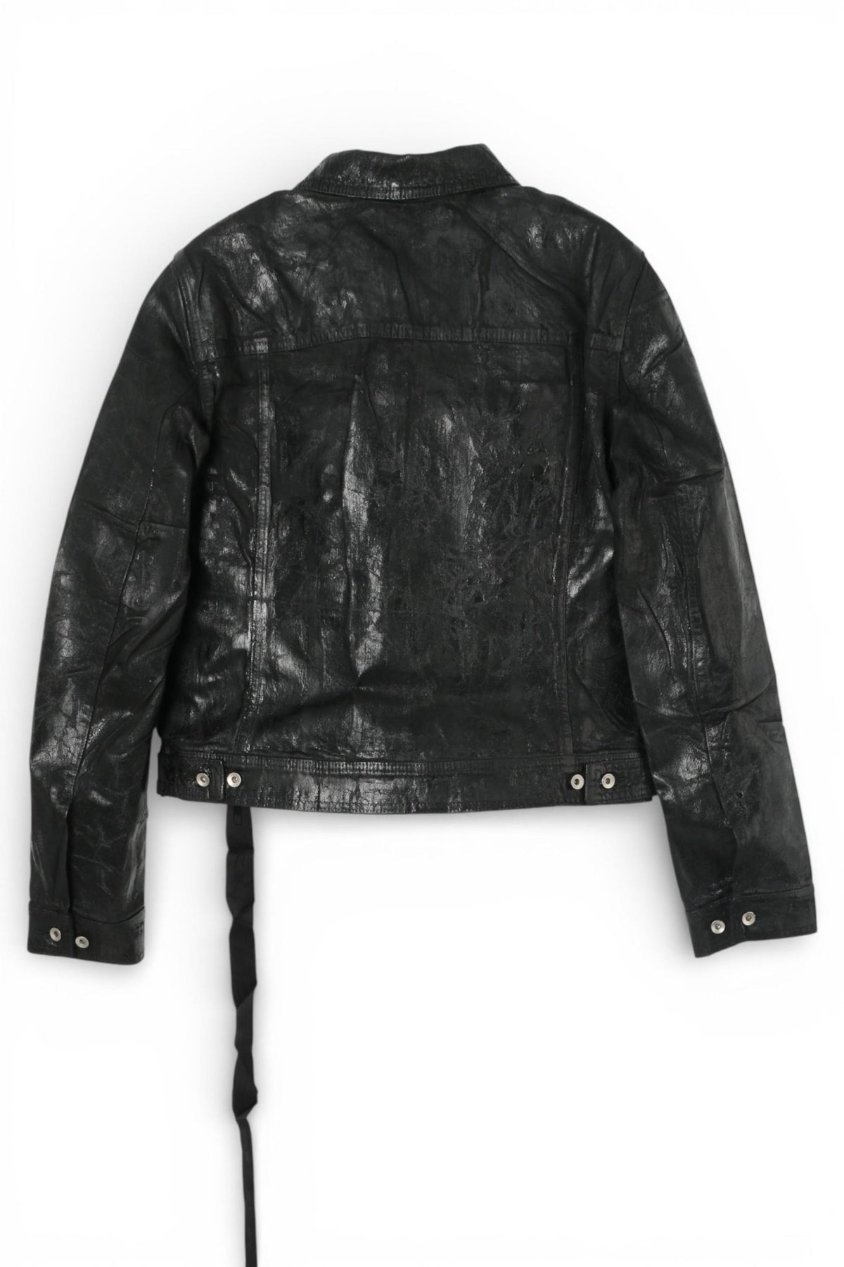 Rick Owens DRKSHDW Mega Crust Black Denim Slim Trucker Jacket DU02D2751 BMC 09