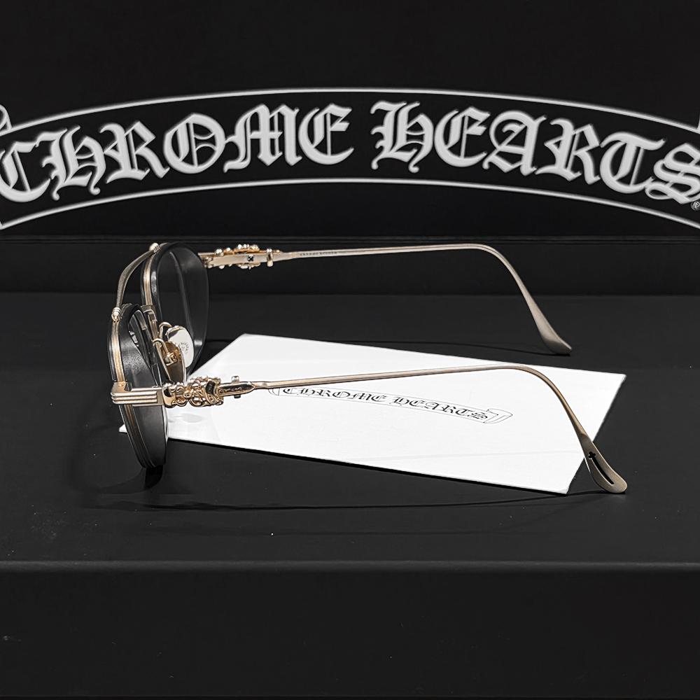 Chrome Hearts Gray Matte Gold Accents Unisex Eyeglasses