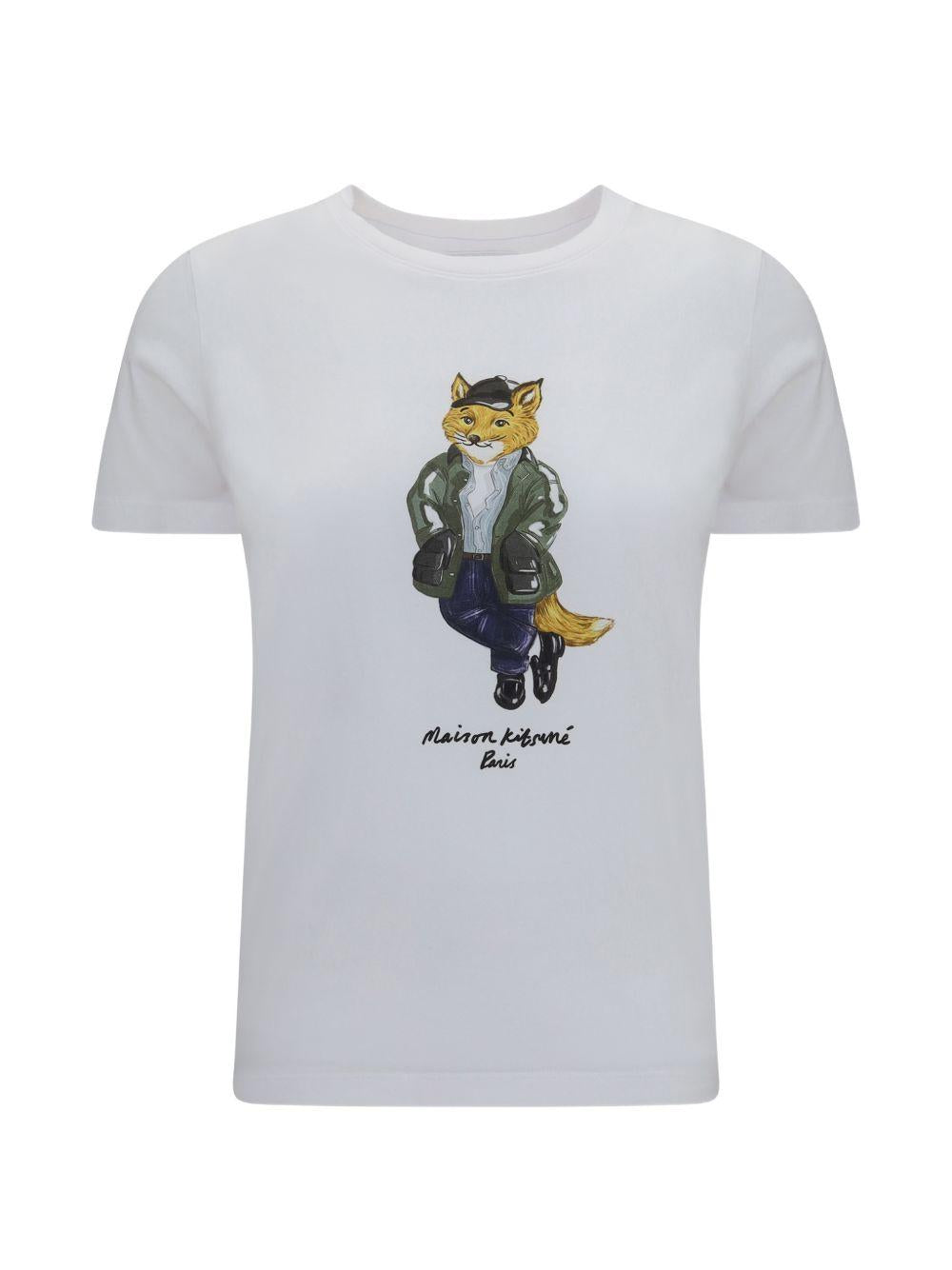Maison Kitsune Short Sleeve T-Shirt White Cotton Women’s