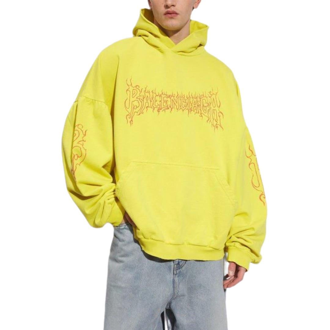 BALENCIAGA Yellow Dark Wave Oversize Hoodie Sweatshirt Men